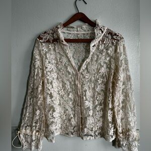 Elegant Cream Lace Women's Top